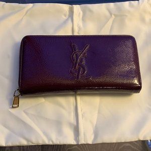 YSL PURPLE PATENT LEATHER WALLET